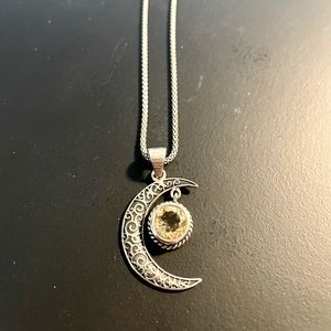 TINY RITUALS GEMSTONE SILVER MOON PENDANT NECKLACE